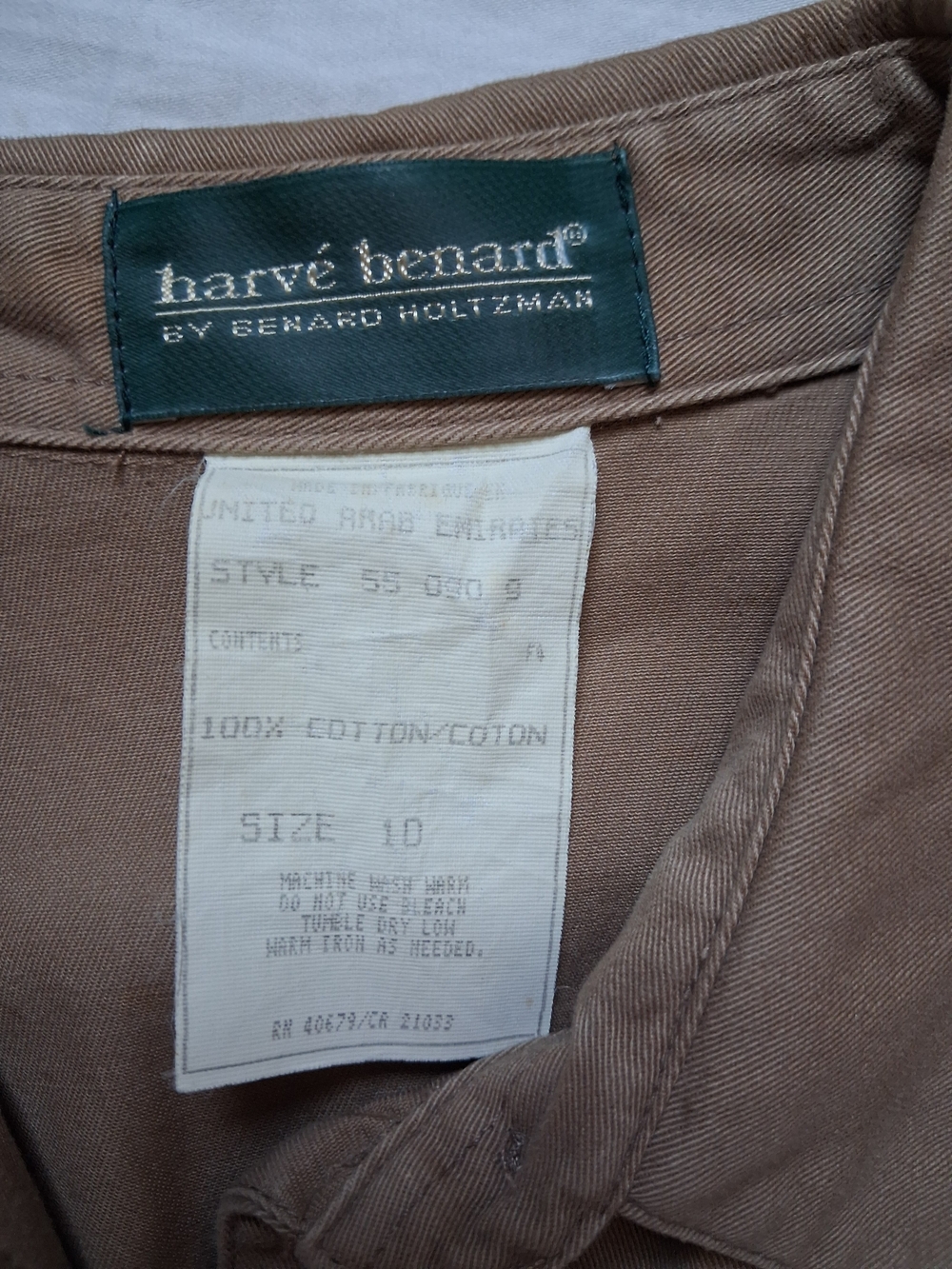 Harve Benard Shirt Dress Taupe Button-Front Utility Size 10 Vintage 80s - Picture 3 of 10